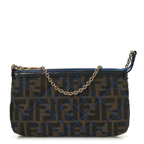 fendi zucca pochette tabacco dorato|FENDI Zucca Quilted Pochette Tobacco Blue .